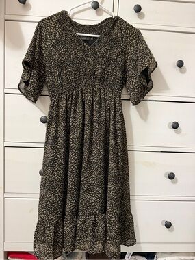Mikarose Black & Cream Printed Midi Dress